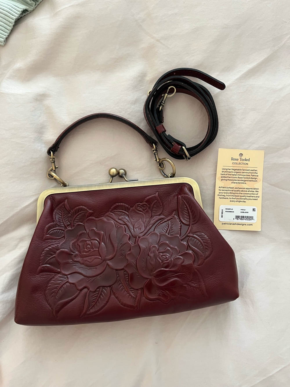 Patricia Nash Rose Tooled Crossbody Clutch in Violet